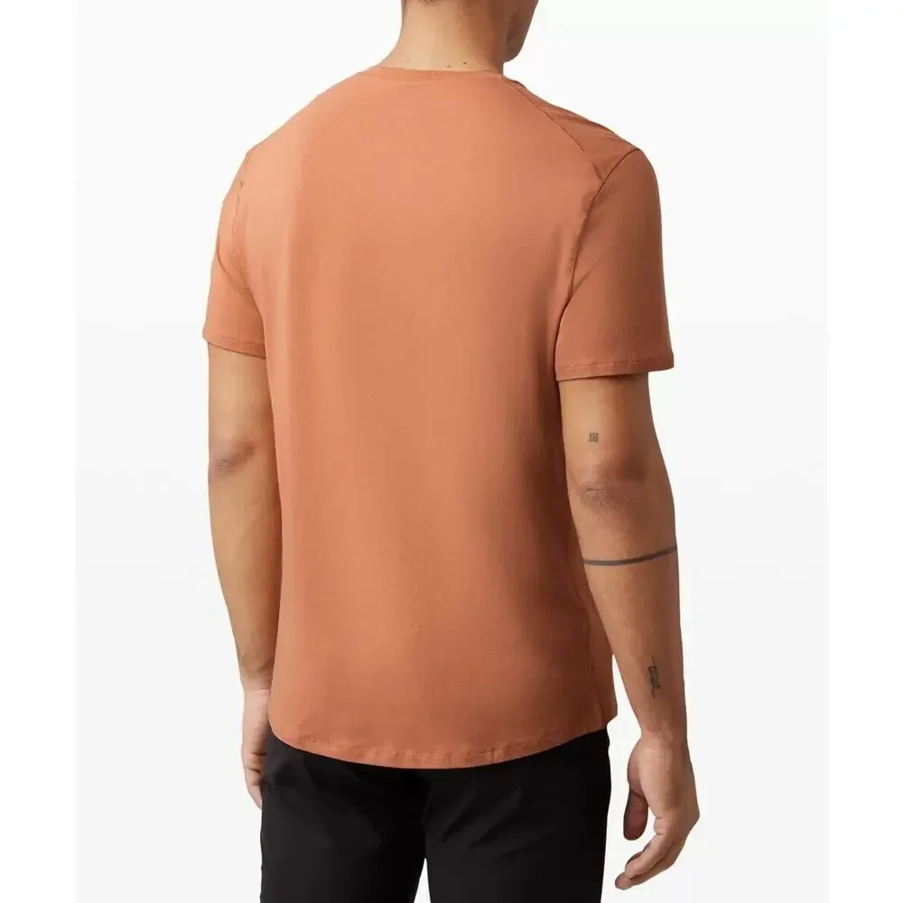 Lululemon 5 Year Basic Short Sleeve Henley Sedona Sunset Stretch Men's L/XL? - Picture 11 of 16